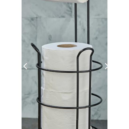 Schwarzer runder Ständer, redundanter Mehrzweck-WC-Papierhalter – schwarz rund