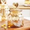 Amber Glass Sealed Jar Storage Bottle with Lid Large Capacity Transparent Heart-shaped Coffee Bean Storage Jar Kitchen Container
