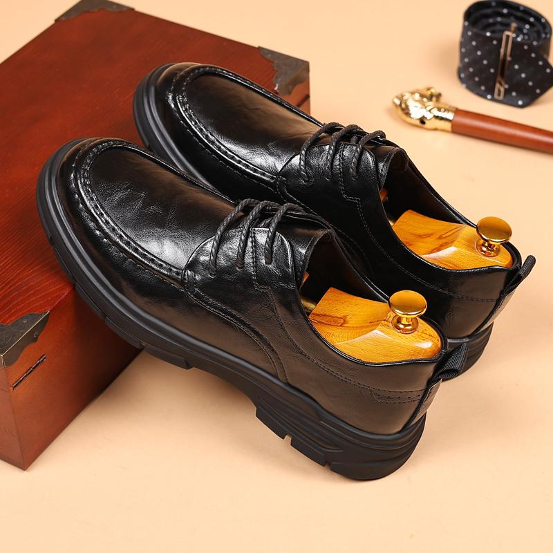 

Весенние и осенние мужские кожаные удобные деловые повседневные кожаные туфли модные мужские офисные банкетные кожаные туфли на шнуровке 44 чёрный