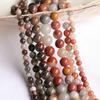 Tri-Color Petrified Wood Jade Beads (Round, 6-12mm) for DIY Jewelry Crafting