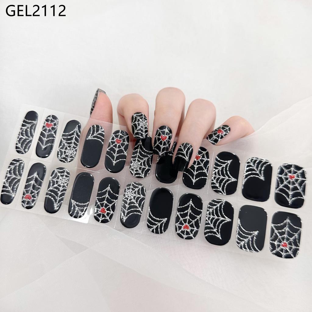 Custom Logo Semi Cured Gel Nail Sticker Waterproof Full Cover Gel Nail Wraps