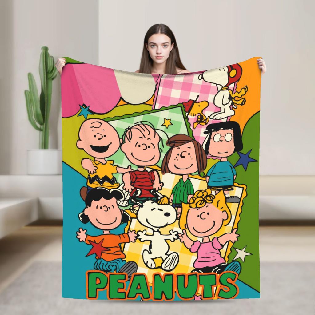 Peanuts Woodstock z Przyjaciółmi Koc Super Ciepły Koc Dekoracyjny Zimowy Sofa Łóżko Wygodny Pokrowiec na Łóżko