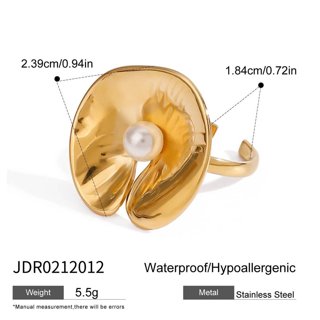 European and American Titanium Steel Stainless Steel Pearl Ring Niche Design Ring Jewelry Ring Jewelry