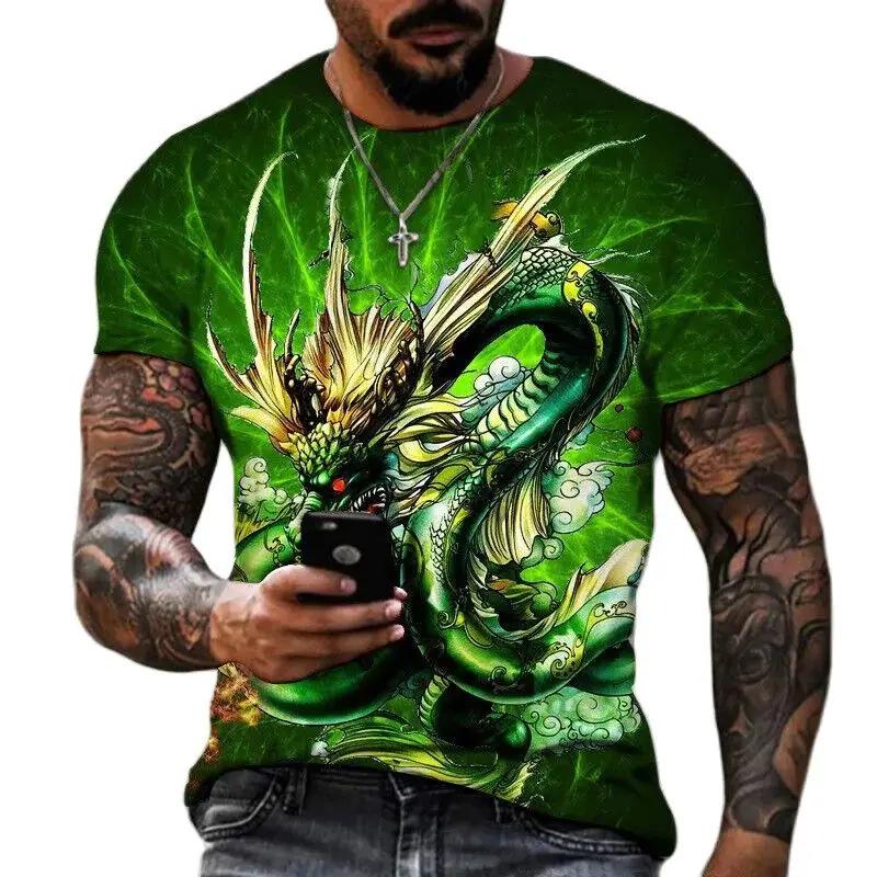 

Мужская футболка больших размеров с коротким рукавом и принтом в виде 3D-принта на тему года Лунга 2XL