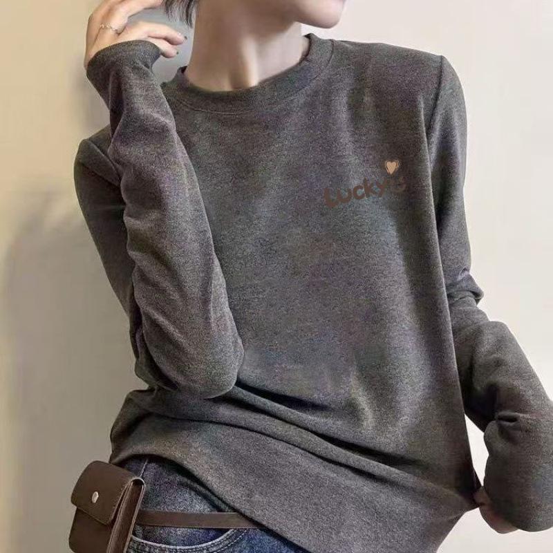 

Women s Plus Size Round Neck Long Sleeve T-shirt, Chic Letter Print, Autumn/Winter 2025 Collection 3XL (145-160 lbs)
