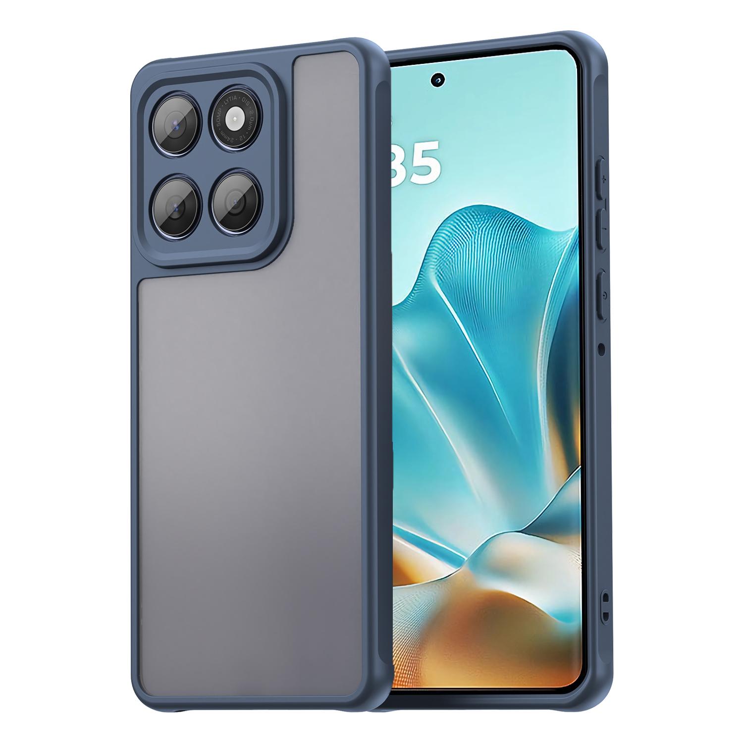 

For Motorola Edge 60 5G/60 Fusion 5G Case Drop Proof Airbags Frosted Translucent PC+TPU Phone Back Cover Blue