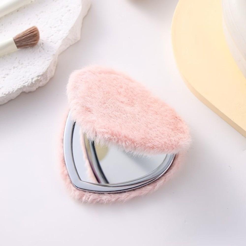 Mini Pocket Travel Handheld Mirror Double-sided Cosmetic Mirror New Plush Makeup Mirror Student
