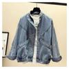 Spring Denim Bomber Jacket Women's Short Bat Sleeve Loose Demi-season Jeans Tooling Woman Coat Outerwear Women Clothes Plus Size