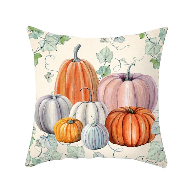 Halloween Pumpkin Print Cushion Cover for Home Living Room Sofa Decoration Square Polyester Pillowcase 45 * 45CM