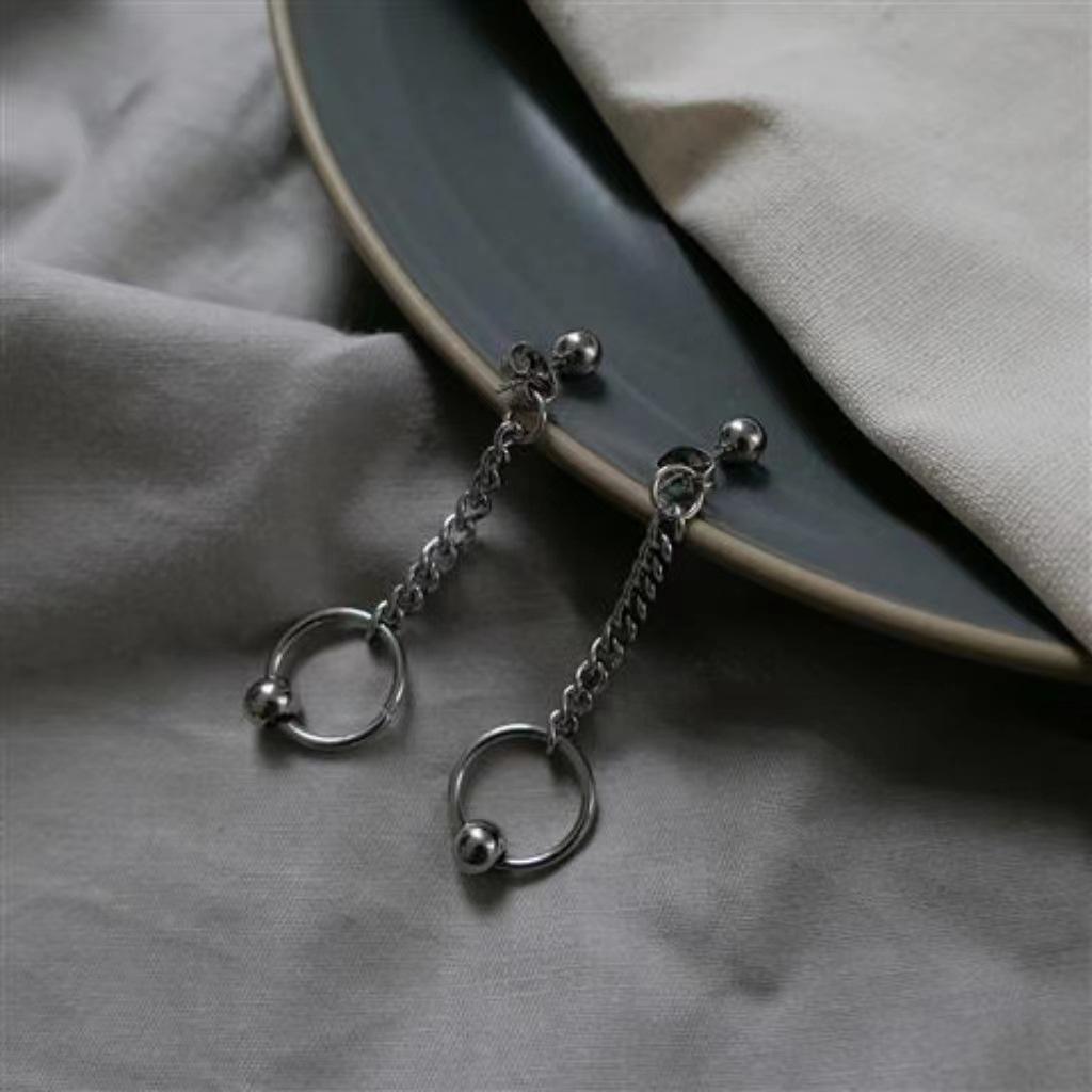 Stainless Steel Star Cross Tassel Chain Geometric Earrings