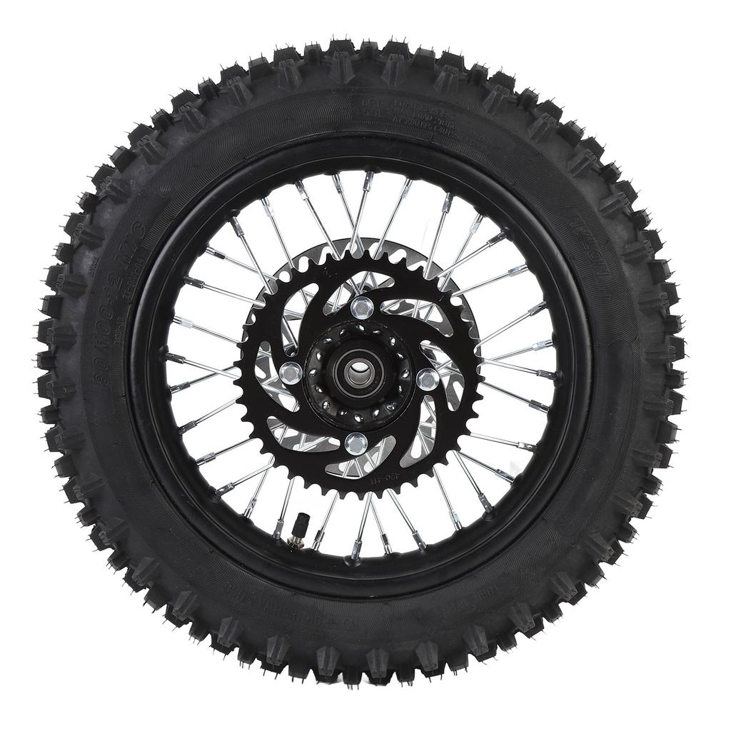 12 Inch Dirt Bike Rear Wheel Rim 80 100 12 3.00 12 Rear Wheel Tire and Rim Inner Tube 15mm Axle with Brake Rotor and