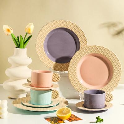 ספל קפה קרמי בסגנון מודרני יצירתי, צלחת קינוח מעודנת לאירועים יומיים, מסיבות, תה אחר הצהריים, ארוחת בוקר ביתית, ספלי קפה טעימים