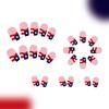 24 Pcs Independence Day False Nail Short Press On Nail French Tip Acrylic Nail 4th of July Full Cover Stick on Nail
