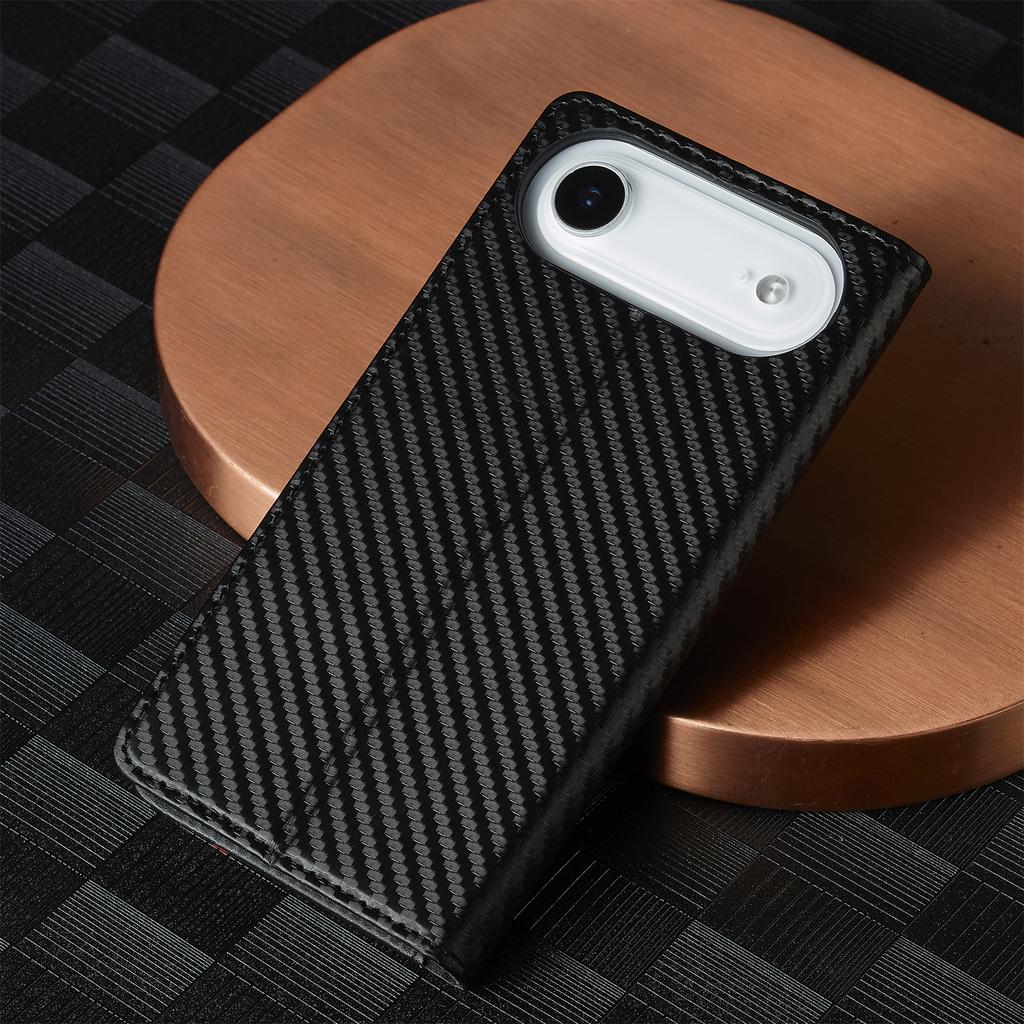 LC.IMEEKE For iPhone Air Wallet Case Carbon Fiber Texture Leather Phone Cover