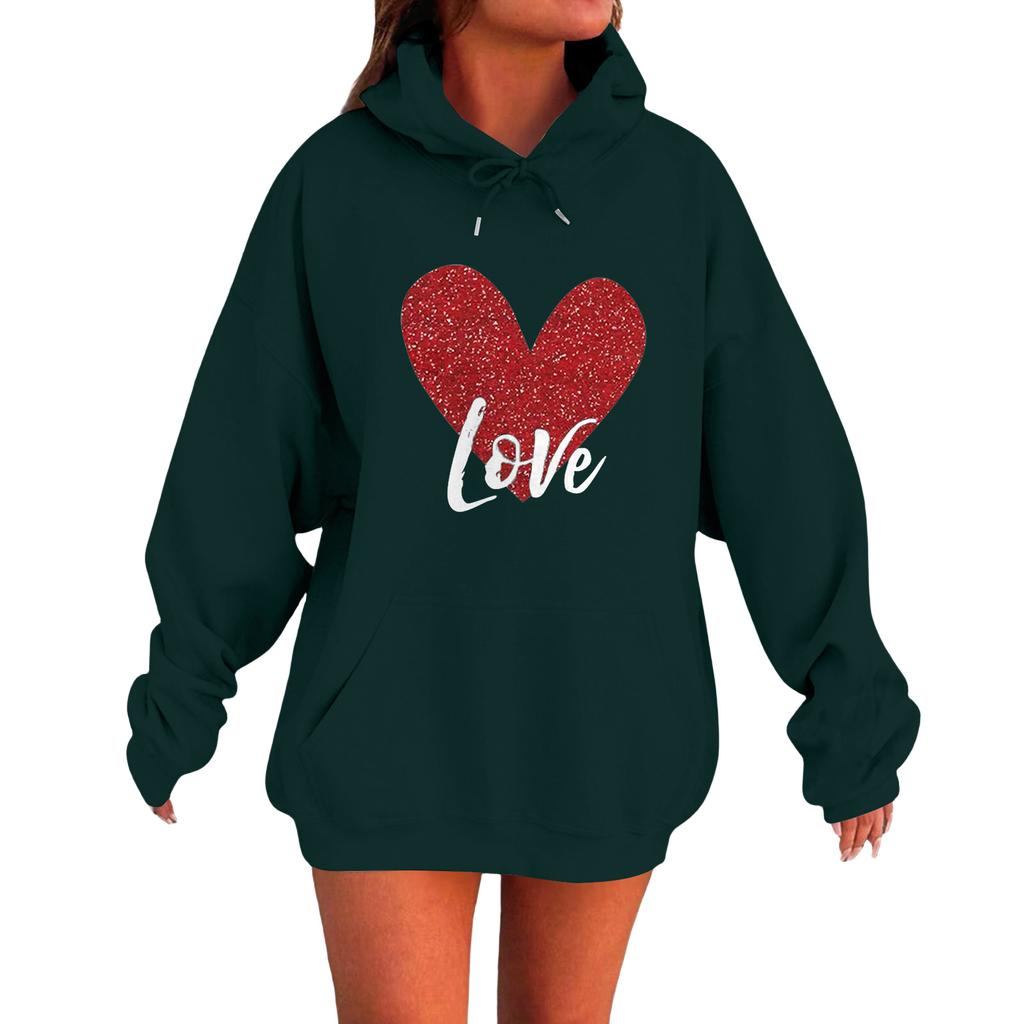 Damen Locker Bequem Lässig Modisch Liebe Aufdruck Langarm Sweatshirt