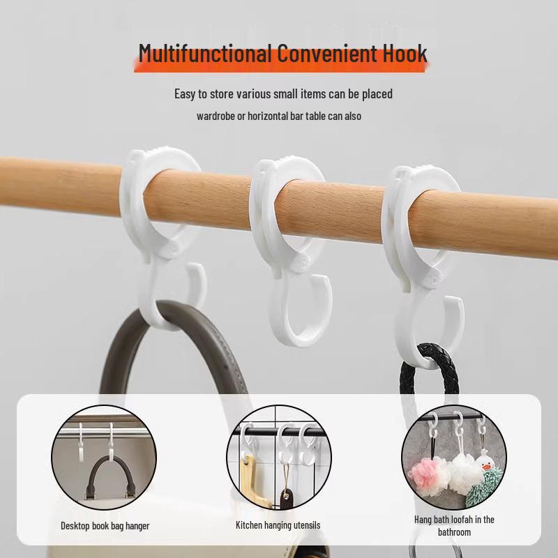 Strong Load-Bearing No-Punch S Hook: Versatile Round Plastic Hook for Kitchen, Wardrobe, and Household Use