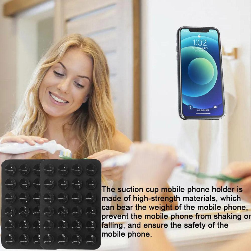 Mobile Phone Silicone Suction Cup 24 Square Mobile Phone Suction Cups Mobile Anti-Slip Single-Sided Leather Suction