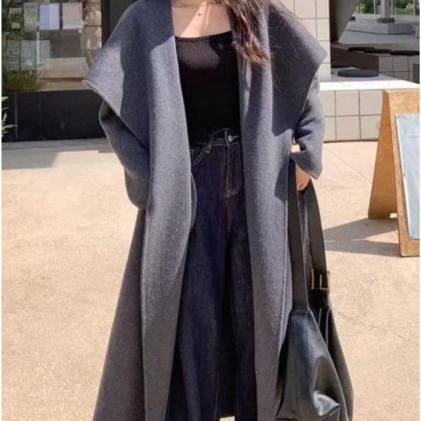 Woolen Long Elegant Double-Sided Lapel Wasteland Style Winter Autumn Loose Coat
