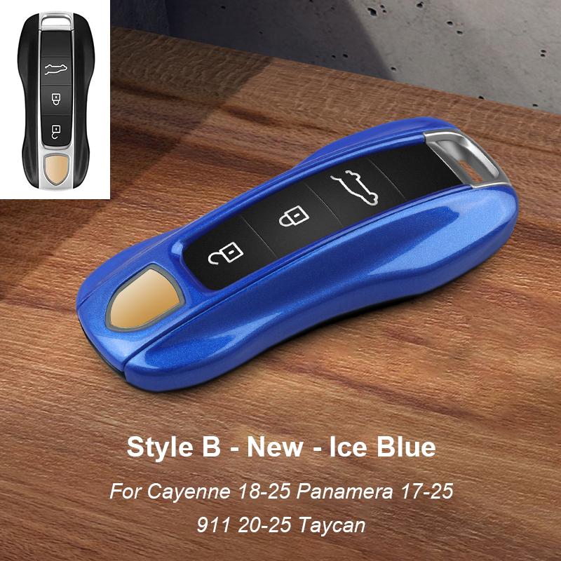 Solid Color ABS For Porsche Panamera Macan 718 Taycan 911 Cayman Boxster 971 Remote Smart Car Key Case Cover Car Accessories