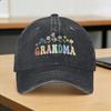 Oma Geschenke Damen Wildblumen Floral Oma Baseballkappe Sonne Sonnenschutz Gewaschen Trucker-Kappe Unisex Street Style Baseballkappen