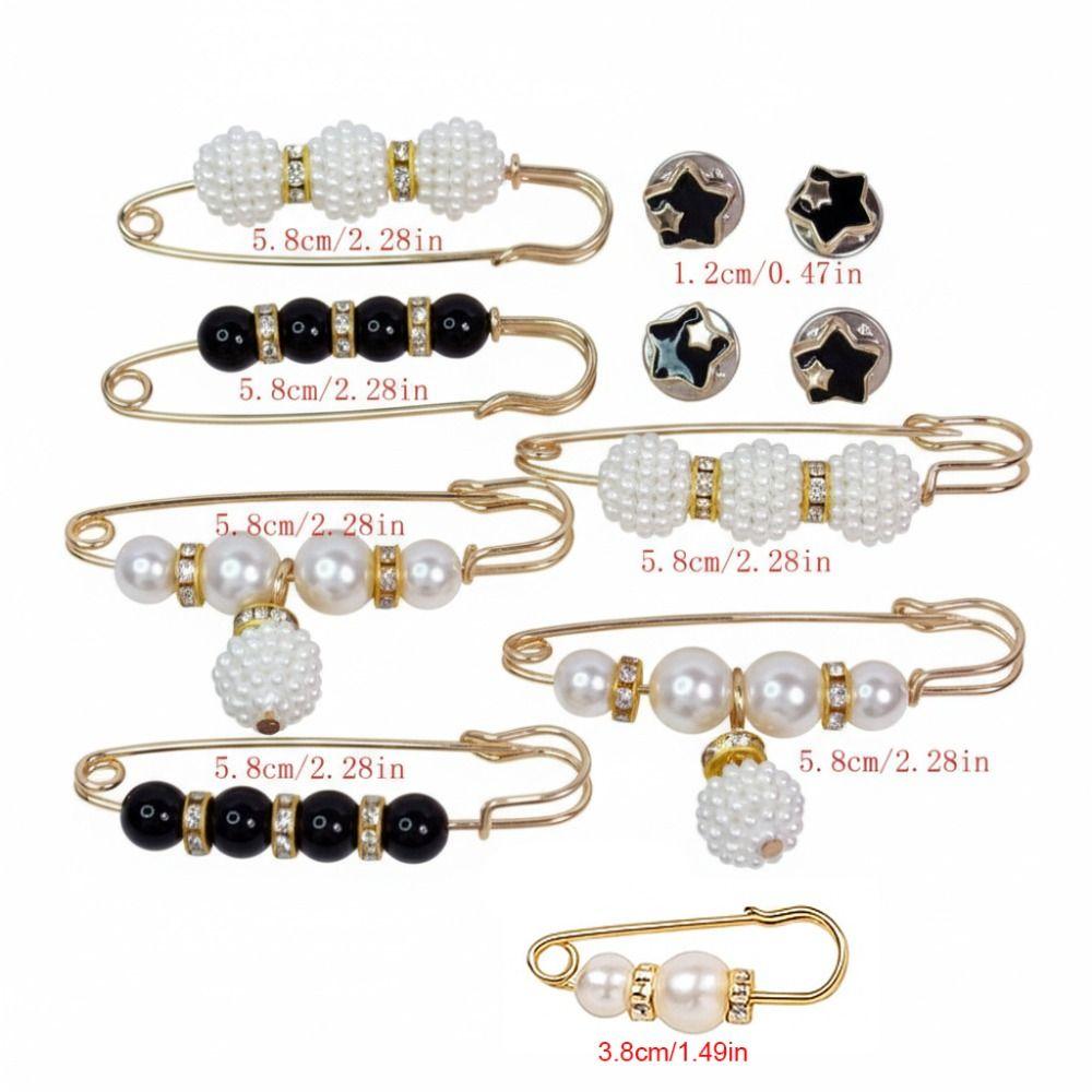 Leak Proof Metal Brooch Imitation Pearl Waist Buckle Creative Dress Brooch  Waist Tightening