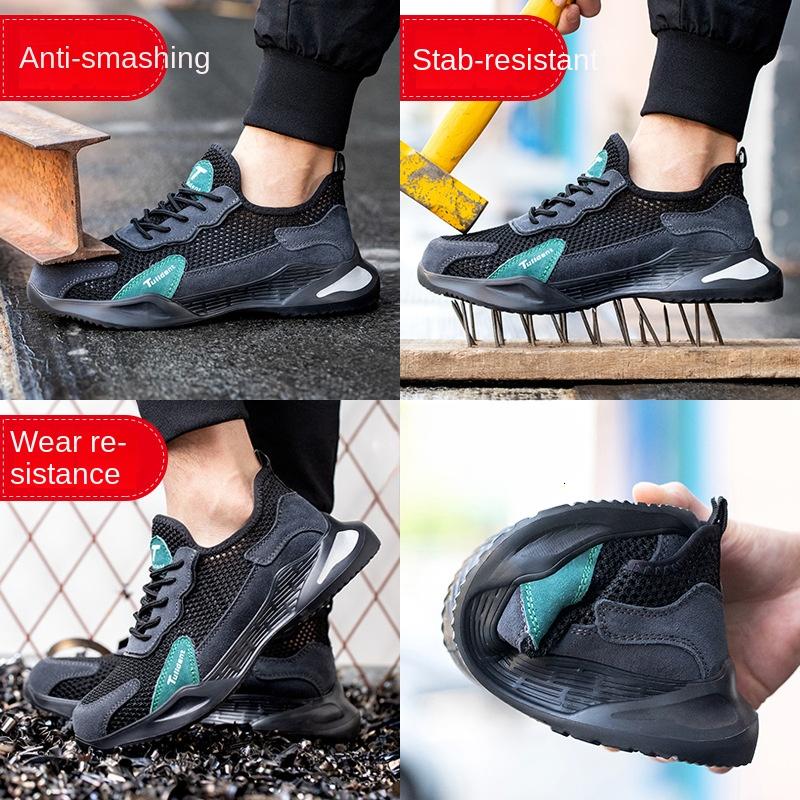 Labor Insurance Shoes Men's Anti-smashing and Anti-piercing Labor Insurance Shoes Large Holes Breathable Light Bottom Safety Shoes