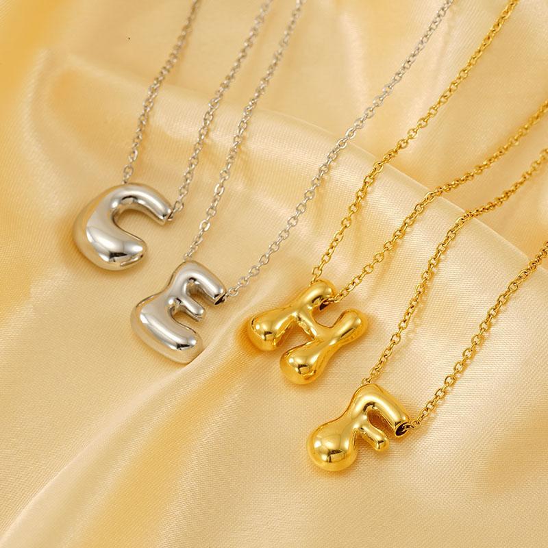 26 Initial Letter Stainless Steel Balloon Bubble Necklace for Women Personalized Jewelry Gift Wholesales
