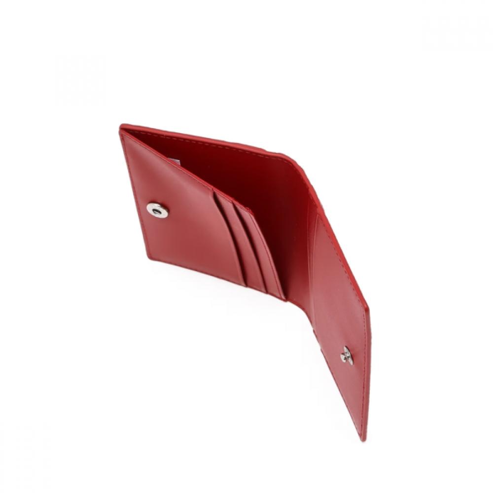 Daks Red Dd Logo Point Cowhide Card Wallet
