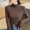 Modal semi-turtleneck bottoming shirt women's summer long-sleeved t-shirt with new women's clothing thin black top
