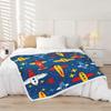 Colorful Airplane Blanket Soft Fleece Throw Kids Room Decor Aviation Theme Baby Gift Home Decoration