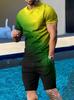 Herenpak Casual Simpel Patroon Print T-shirt Hawaïaans Casual Vakantie T-shirt Tweedelig Sneldrogend Korte Mouw Heren Set