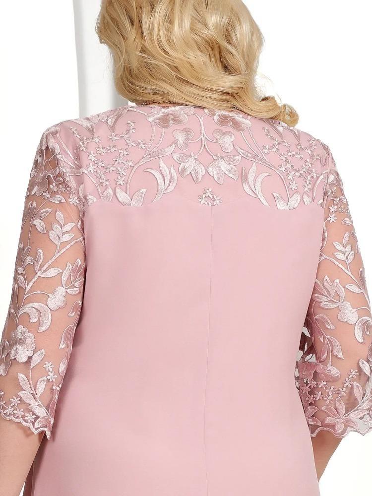 Elegantes Plus-Size-Kirchenkleid für Damen Locker Chiffon Abschlussball-Partykleid Formelles Stickkleid für Damen