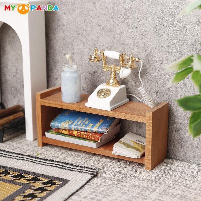 1/12 Dollhouse Mini Wooden Storage Rack Shelf Dollhouse Living Room Furniture Decoration Doll House Ornament Pretend Enjoy Toy
