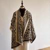 Winter Warm Cashmere Scarf Vintage Leopard print Fringed Shawls Elegant Tassel Scarves  Women Gift