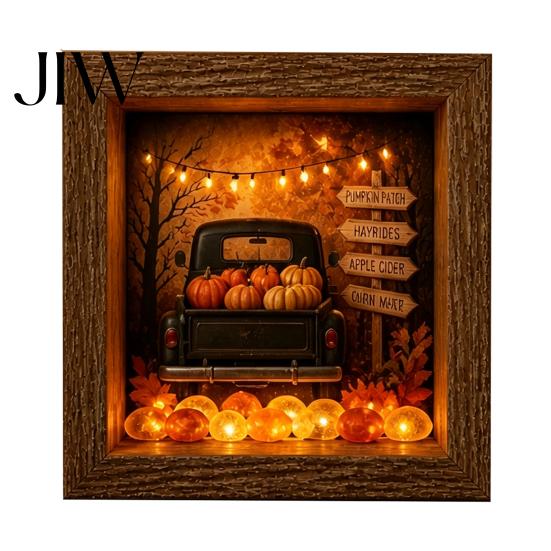 Decorative Seasonal Lights Halloween Lighted Frame Ornaments, Light Up Shadow Box, Warm Accents Atmosphere LED for Home Living Room Bedroom