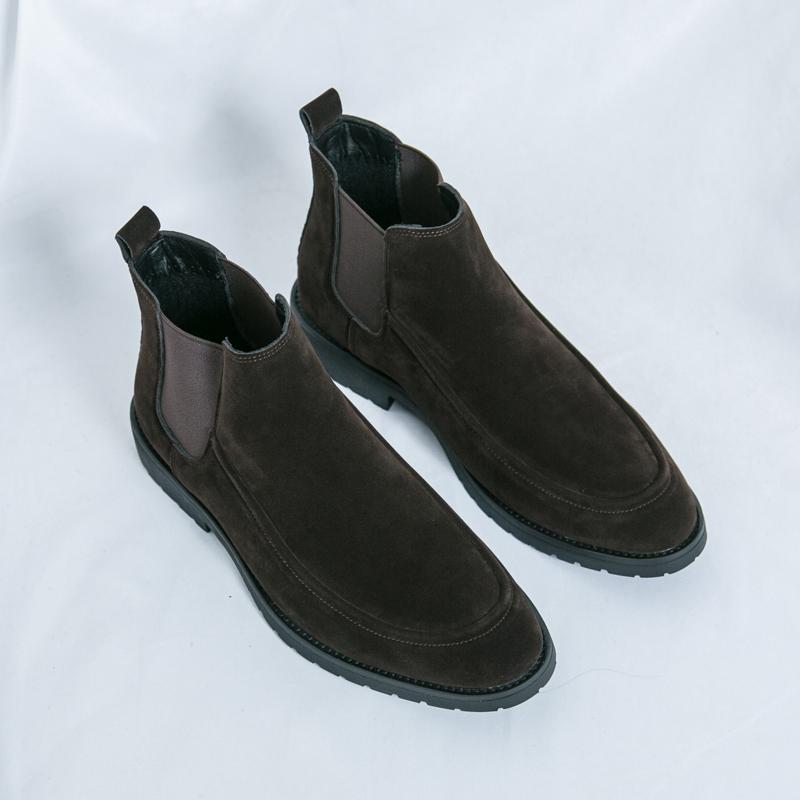 Fashion Elegant High Top Ankle Boots, High-quality Brand Men's Leather Casual Shoes Classic Brown Men's Business Boots Massage Soles