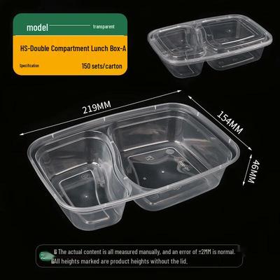Disposable 2-Compartment Plastic Takeaway Containers with Lids