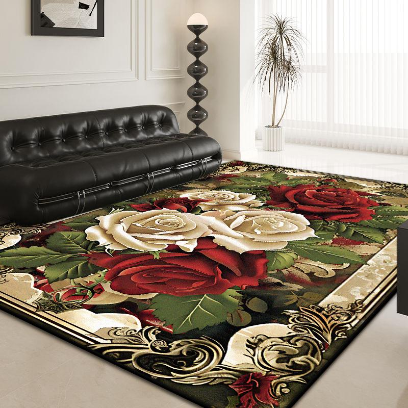 European Style Flower Carpets for Living Room 3D Retro Decoration Home Antiskid Carpet Hall Area Floor Mat Room Decor Large Rug