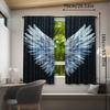 2pcs Angel Wings & Stars Black Curtains - Rod Pocket   Digital Print Polyester Drapes for Living Room   Bedroom   Kitchen   Study   D
