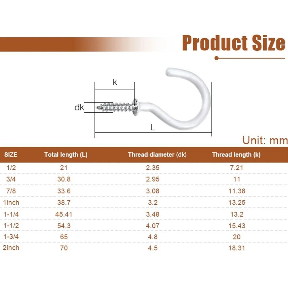70pcs Anti-Rust Open Type Screw Eye Ring Hook Premium Metal Hardware Set Combination Kit  Kitchen