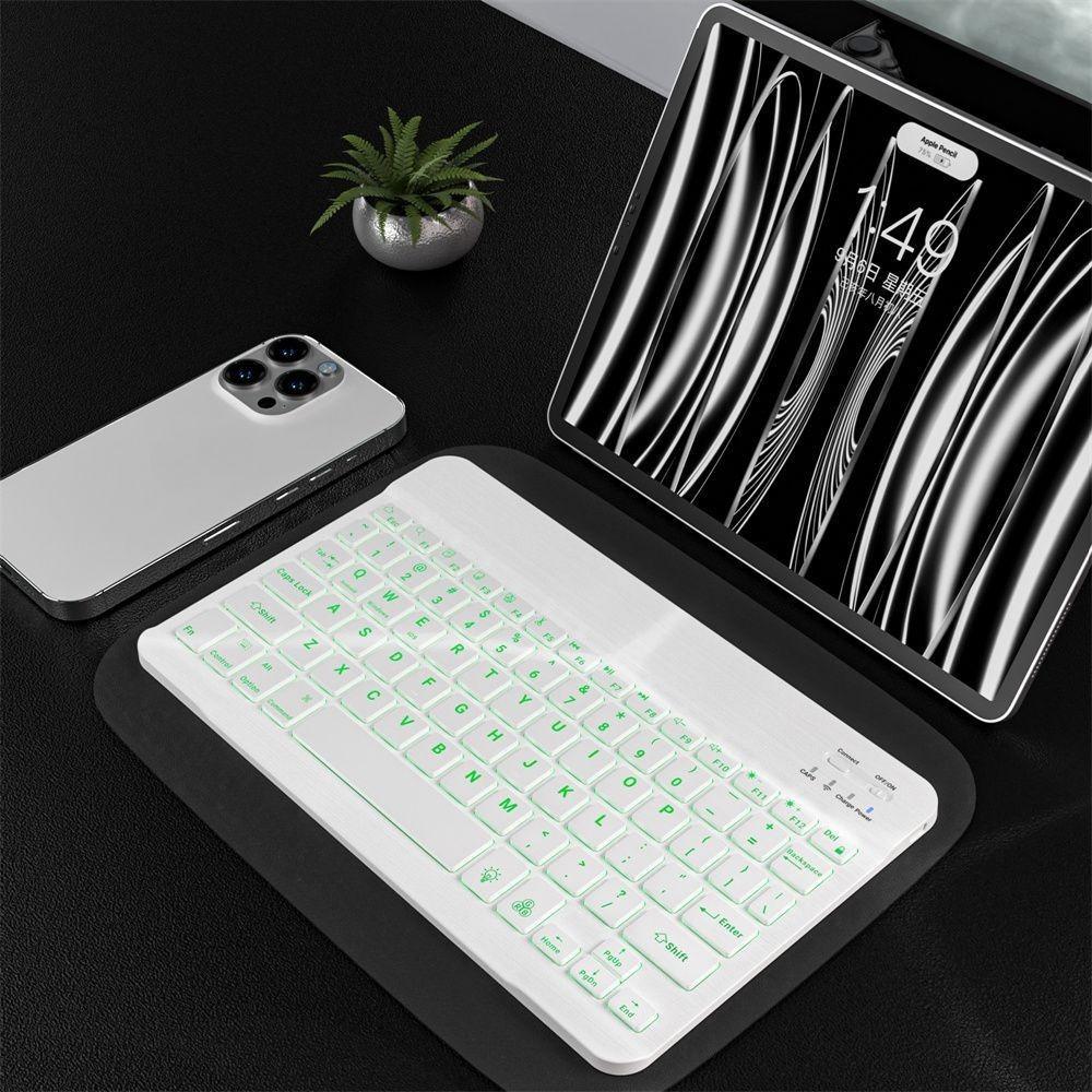 Wireless Bluetooth Keyboard Mouse Set RGB Backlit for Phone Tablet PC 10inch Multi Color