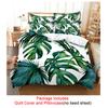 Quilt Duvet Cover Bedding Set Pillowcase Linens Green Plant 3D Queen King Size Double Bed Full Single 220x240 200x200 Bedroom
