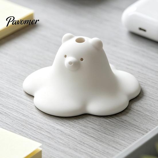 Small Decorative Sculptures 3D Printed Cute Polar Bear Figurine, Adorable White Desk Creative Healing Gadgets Ornament for Living Room Bedroom,