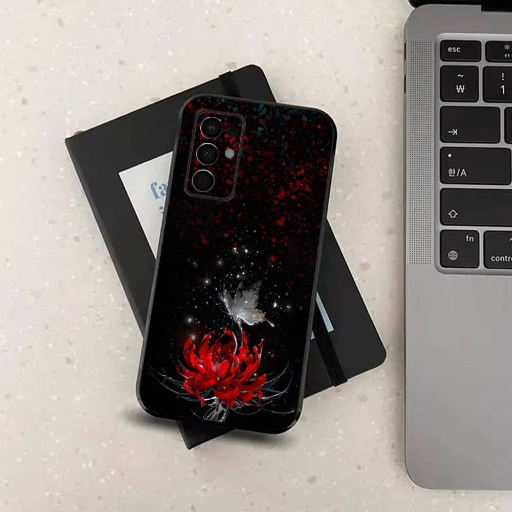 Lily Flower Red Spider Phone Case For Samsung Galaxy A73,31,32,72,41,J7,8,9,53,52,71,22,Note Soft Black Silicone Cover