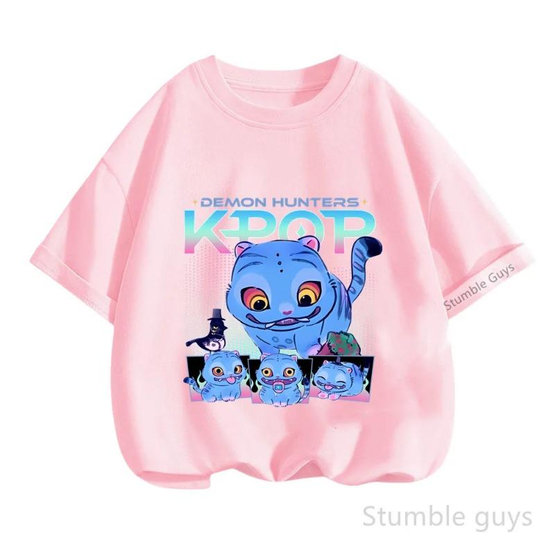 Kpop Demon Hunter T-shirt Summer New HD Tiger Print Pure Cotton Breathable T-shirt for Men and Women Round Neck Casual Soft Top