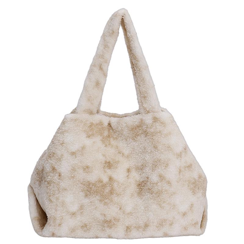 

Плюшева велика сумка-тоут у корейському стилі - Осінньо-зимова жіноча повсякденна сумка через плече вершковий