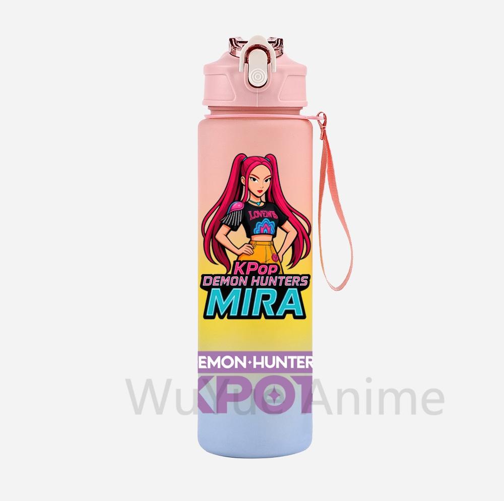 Anime K-Pop Demon Hunters Character Water Cup Large Capacity Outdoor Portable Rope Drinking Bottle Gift for Boys and Girls