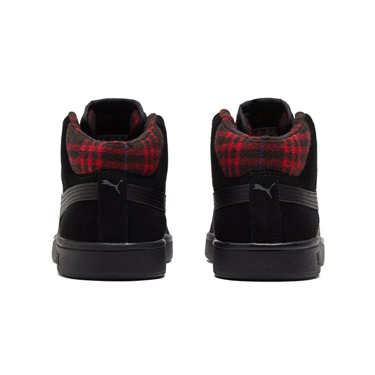Puma Smash v2 Mid WTR Plaid - Schwarze Unisex-Sneaker High-Risk-Red Castlerock 385174-01