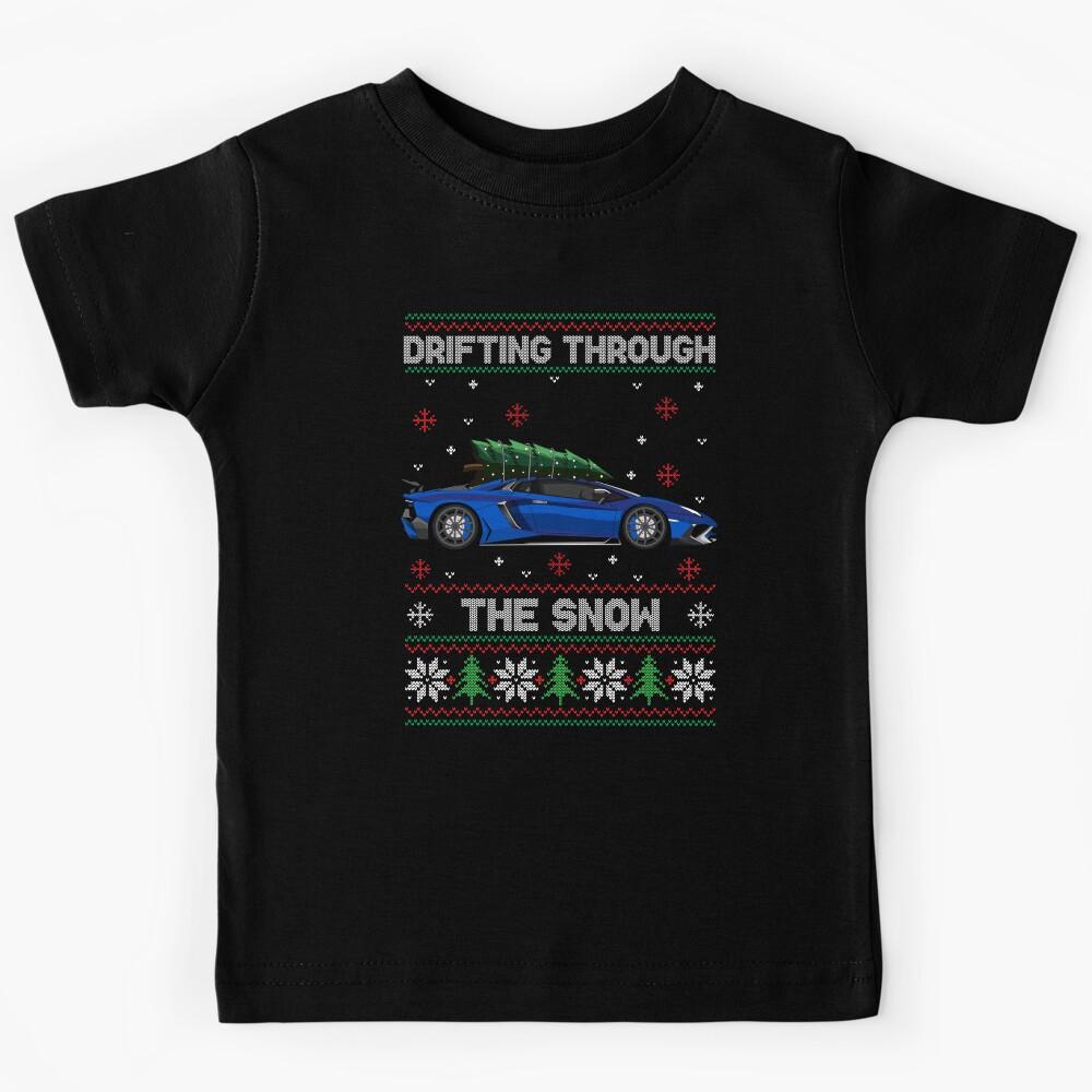 Funny Christmas Ugly Sweater - Drifting through the snow - Aventador Car Kids T-Shirt 110
