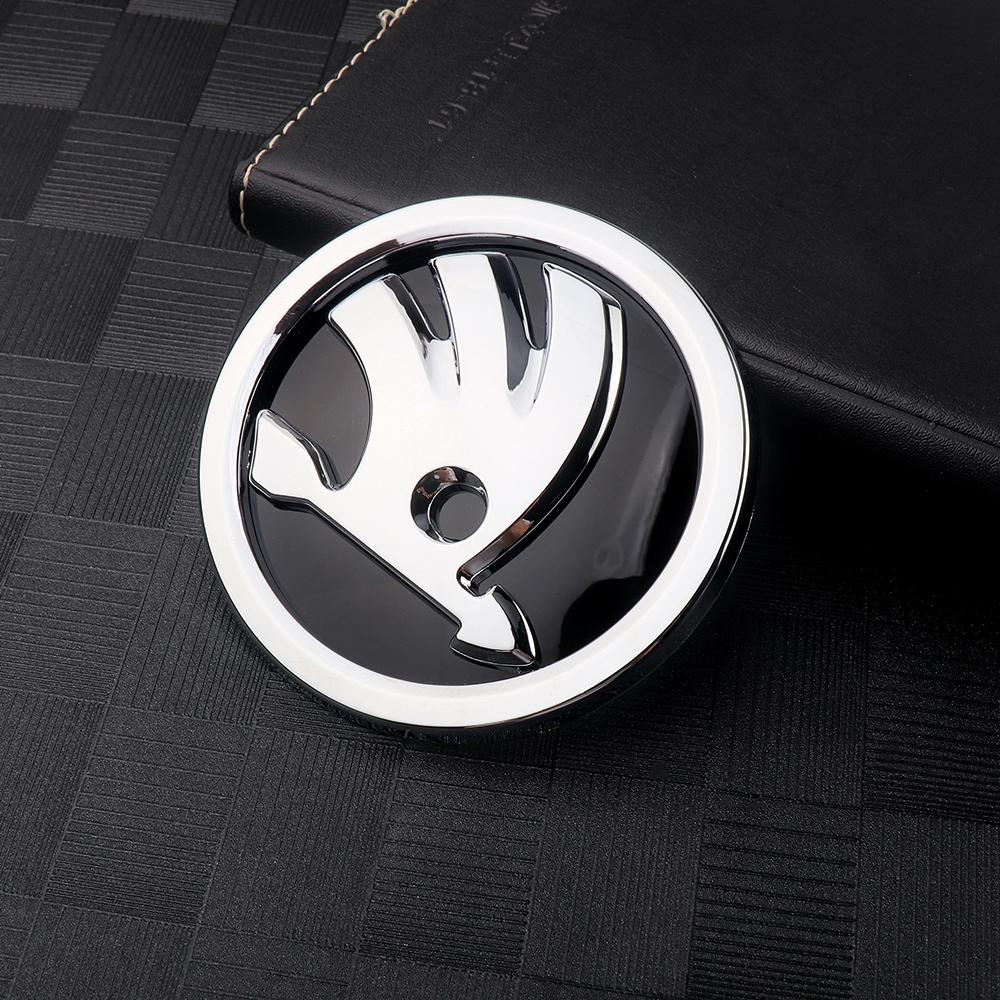 AHUQ1 80/90mm Car Front Rear Custom Emblem Stickers Accessory For Skoda Octavia Fabia Rapid Superb Yeti Enyaq Kodiaq Kamiq Karoq Scala